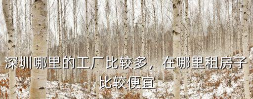 深圳哪里的工廠比較多，在哪里租房子比較便宜