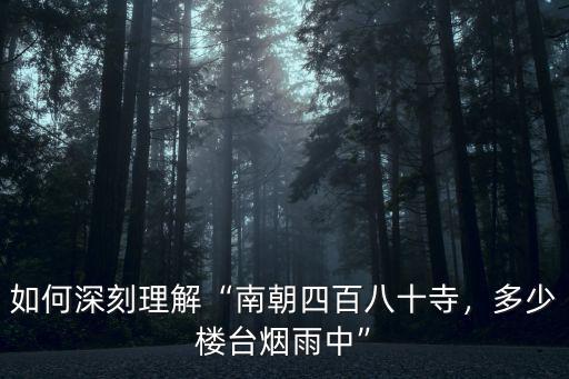 如何深刻理解“南朝四百八十寺，多少樓臺煙雨中”