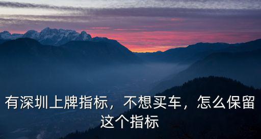 深圳機動車指標怎么樣,有深圳上牌指標