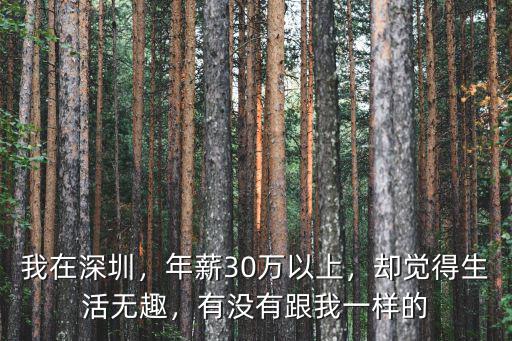 我在深圳，年薪30萬以上，卻覺得生活無趣，有沒有跟我一樣的