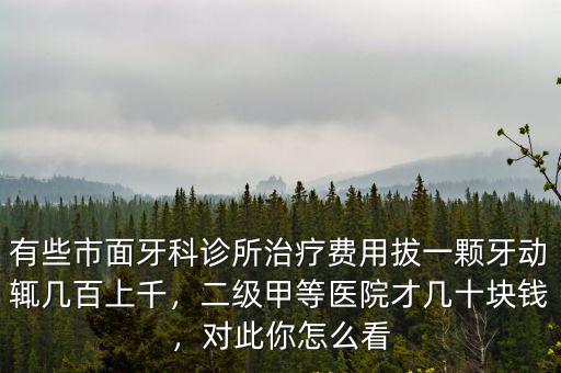 有些市面牙科診所治療費(fèi)用拔一顆牙動(dòng)輒幾百上千，二級甲等醫(yī)院才幾十塊錢，對此你怎么看