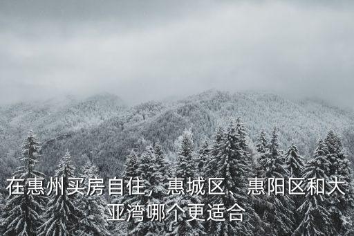 惠州惠城區哪里最好,在惠州買房自住