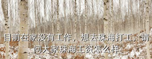 目前在家沒有工作，想去珠海打工，請問大家珠海工資怎么樣