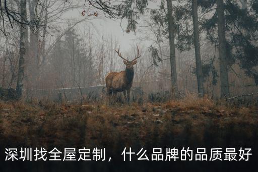 深圳找全屋定制，什么品牌的品質最好