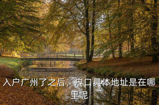 入戶廣州了之后，戶口具體地址是在哪里呢