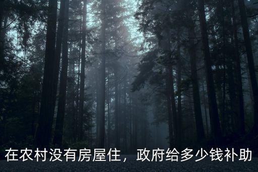 在農村沒有房屋住，政府給多少錢補助