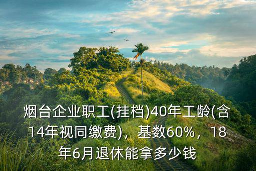 煙臺企業職工(掛檔)40年工齡(含14年視同繳費)，基數60%，18年6月退休能拿多少錢