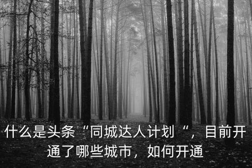 中山頭條同城達人怎么加入,什么是頭條同城達人計劃
