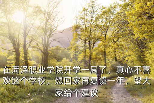 在菏澤職業學院開學一周了，真心不喜歡這個學校，想回家再復讀一年，望大家給個建議