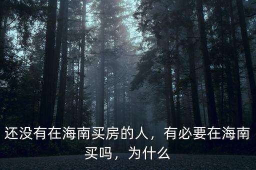 還沒有在海南買房的人，有必要在海南買嗎，為什么