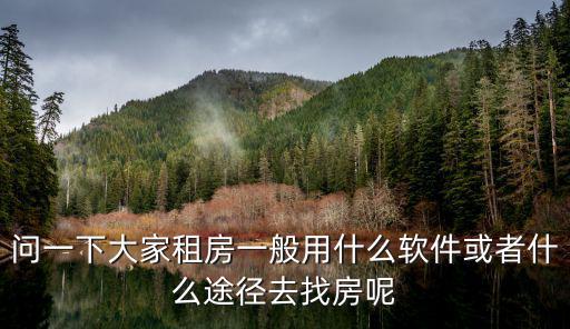 問一下大家租房一般用什么軟件或者什么途徑去找房呢