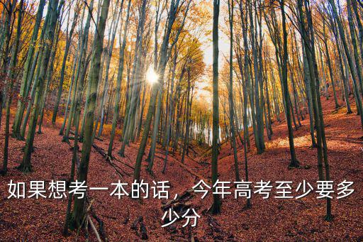 如果想考一本的話，今年高考至少要多少分