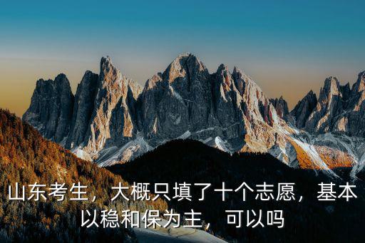 山東考生，大概只填了十個志愿，基本以穩和保為主，可以嗎
