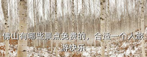 佛山有哪些景點免費的，合適一個人旅游快樂