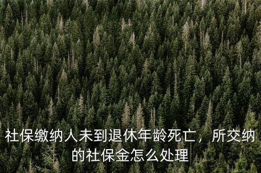 社保繳納人未到退休年齡死亡，所交納的社保金怎么處理