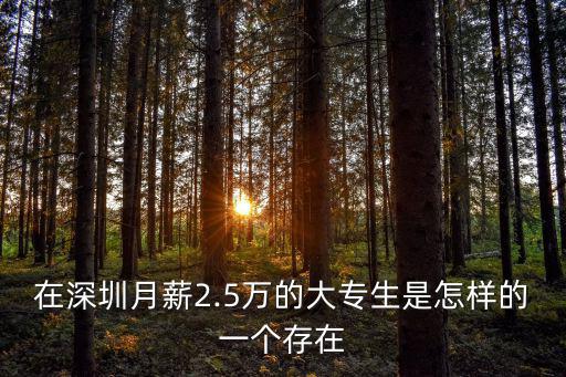 在深圳月薪2.5萬的大專生是怎樣的一個存在