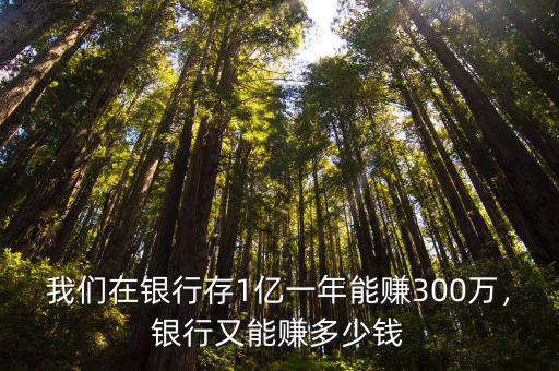 我們在銀行存1億一年能賺300萬，銀行又能賺多少錢
