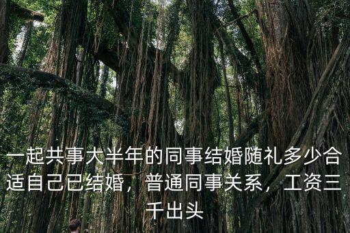 一起共事大半年的同事結婚隨禮多少合適自己已結婚，普通同事關系，工資三千出頭