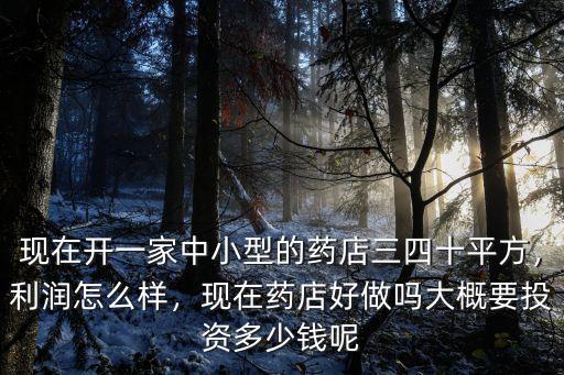 現(xiàn)在開一家中小型的藥店三四十平方，利潤怎么樣，現(xiàn)在藥店好做嗎大概要投資多少錢呢