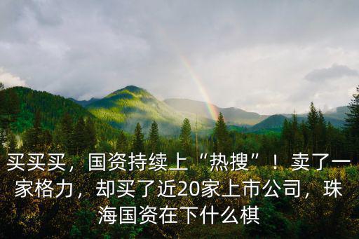 買買買，國資持續(xù)上“熱搜”！賣了一家格力，卻買了近20家上市公司，珠海國資在下什么棋