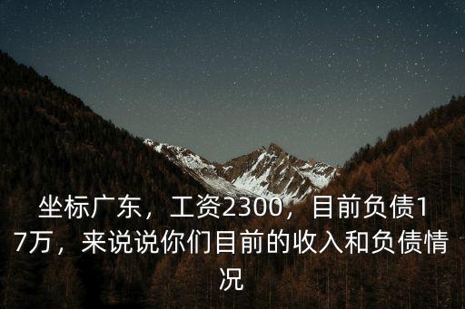 坐標廣東，工資2300，目前負債17萬，來說說你們目前的收入和負債情況