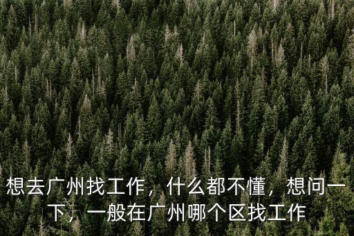 想去廣州找工作，什么都不懂，想問一下，一般在廣州哪個(gè)區(qū)找工作
