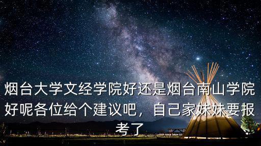 煙臺大學文經學院好還是煙臺南山學院好呢各位給個建議吧，自己家妹妹要報考了