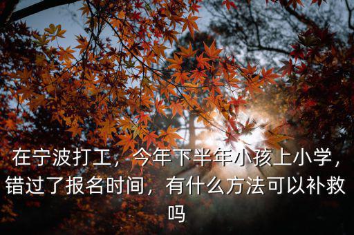 在寧波打工，今年下半年小孩上小學，錯過了報名時間，有什么方法可以補救嗎