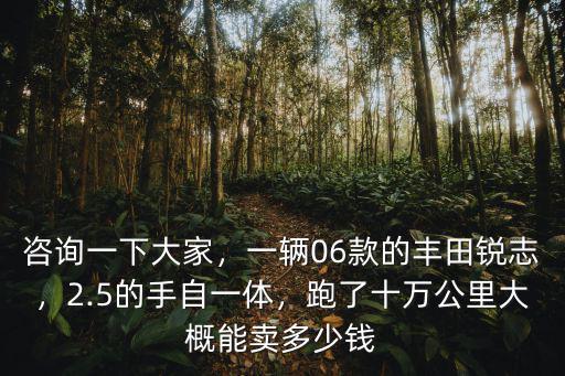 在深圳豐田銳志06款能賣多少錢,跑了十萬公里大概能賣多少錢