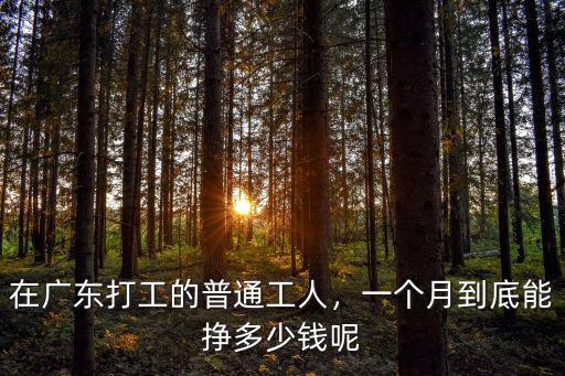廣東進廠一個月能賺多少錢,一個月能賺多少錢