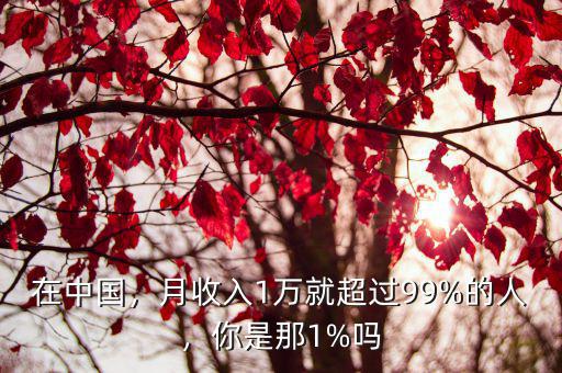 在中國，月收入1萬就超過99%的人，你是那1%嗎