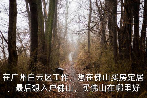 在廣州白云區工作，想在佛山買房定居，最后想入戶佛山，買佛山在哪里好