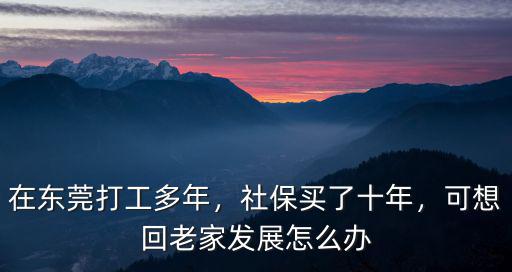 在東莞打工多年，社保買了十年，可想回老家發展怎么辦