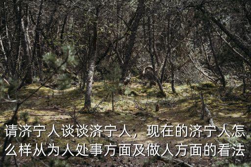 請濟寧人談談濟寧人，現在的濟寧人怎么樣從為人處事方面及做人方面的看法