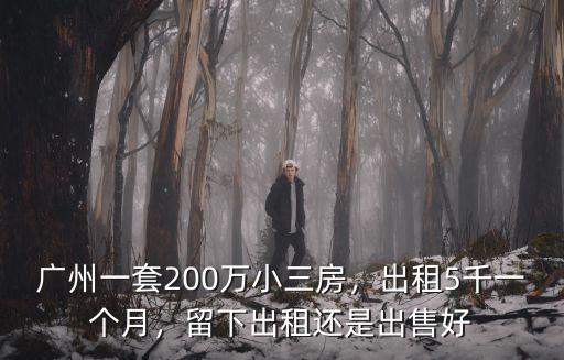 廣州一套200萬小三房，出租5千一個月，留下出租還是出售好
