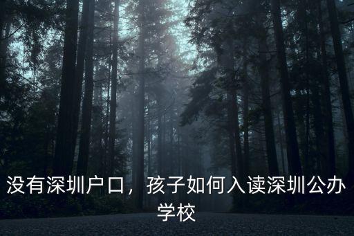 沒有深圳戶口，孩子如何入讀深圳公辦學校