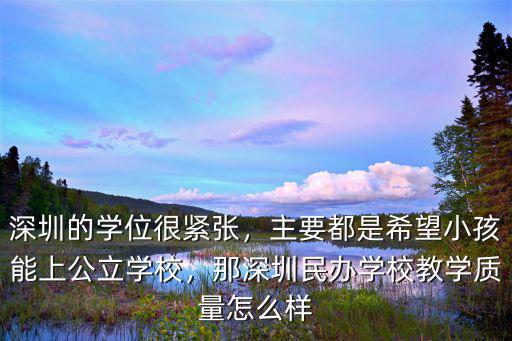 深圳的學位很緊張，主要都是希望小孩能上公立學校，那深圳民辦學校教學質量怎么樣