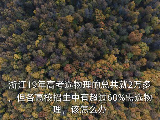 浙江19年高考選物理的總共就2萬多，但各高校招生中有超過60%需選物理，該怎么辦