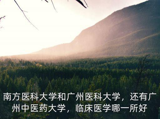 南方醫科大學和廣州醫科大學，還有廣州中醫藥大學，臨床醫學哪一所好