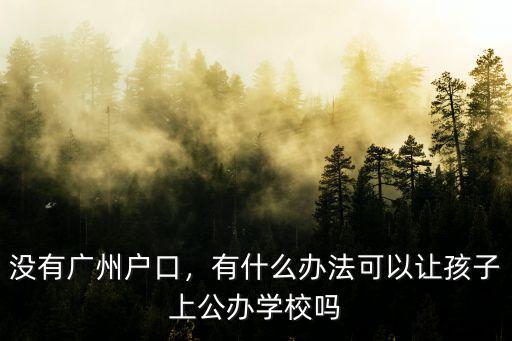 沒有廣州戶口，有什么辦法可以讓孩子上公辦學校嗎