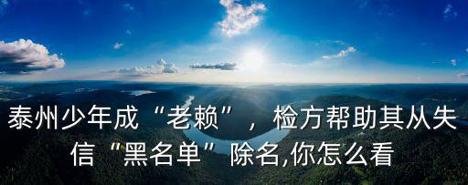 泰州有多少老賴,泰州少年成老賴