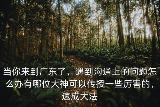 當你來到廣東了，遇到溝通上的問題怎么辦有哪位大神可以傳授一些厲害的，速成大法