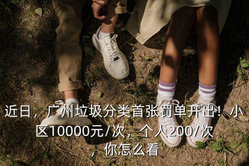 近日，廣州垃圾分類首張罰單開出！小區10000元/次，個人200/次，你怎么看
