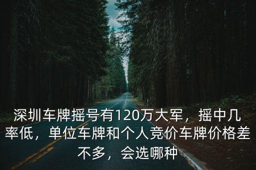 深圳車牌搖號有120萬大軍，搖中幾率低，單位車牌和個人競價車牌價格差不多，會選哪種