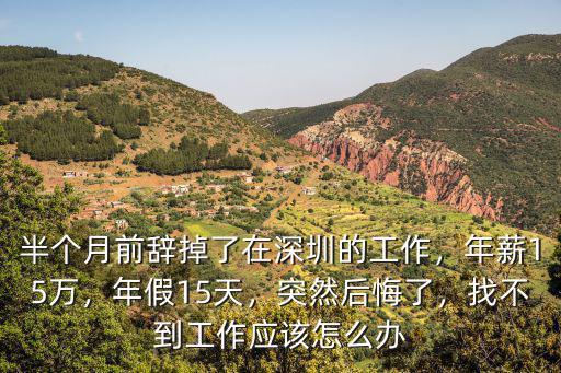 深圳失去工作怎么辦,半個月前辭掉了在深圳的工作