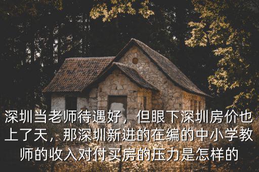 深圳當老師待遇好，但眼下深圳房價也上了天，那深圳新進的在編的中小學教師的收入對付買房的壓力是怎樣的