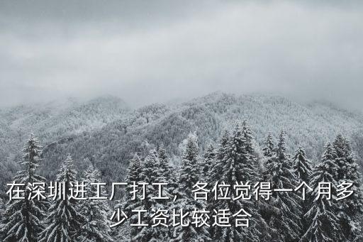 在深圳進工廠打工，各位覺得一個月多少工資比較適合