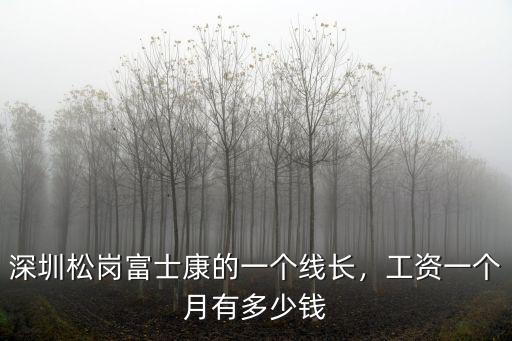 深圳松崗富士康的一個(gè)線長(zhǎng)，工資一個(gè)月有多少錢