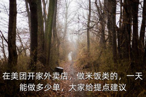 在美團(tuán)開家外賣店，做米飯類的，一天能做多少單，大家給提點(diǎn)建議