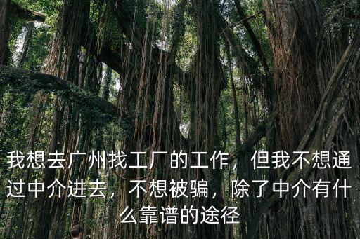 我想去廣州找工廠的工作，但我不想通過中介進去，不想被騙，除了中介有什么靠譜的途徑